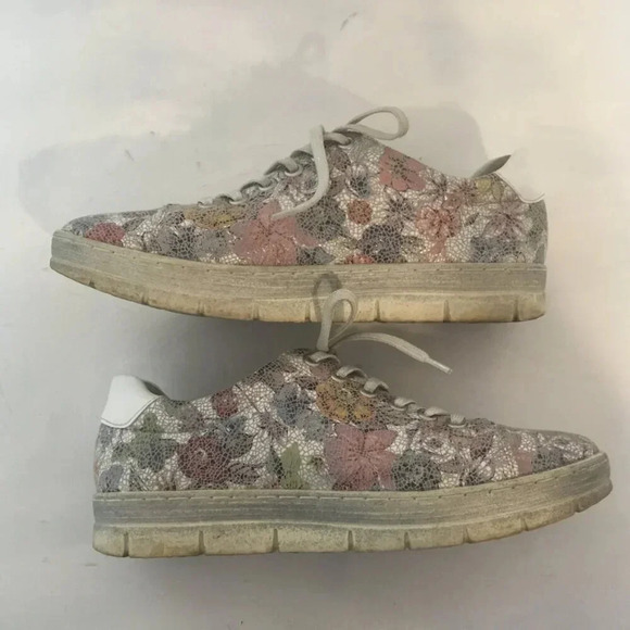 Remonte Soft Women's  Leather Sneakers Shoes Size Eur 37 Floral Zipper Lace Ups - Picture 5 of 9